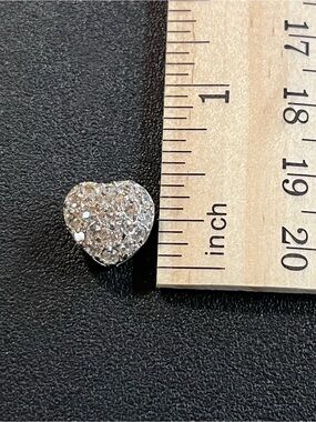 Sterling Silver  Heart Pave Sparkling Crystal Slide Pendant. 925